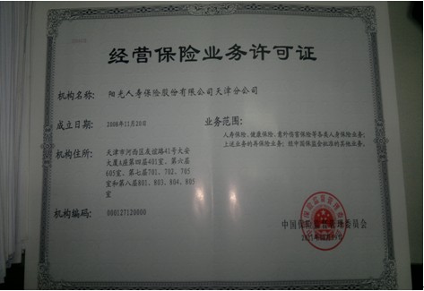⑶保险公司业务许可证